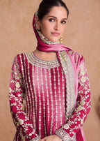 Teeya Creation Multi Colour Chinon Silk Heavy Embroidery Sequence Work Fully Stitched Salwar Suit