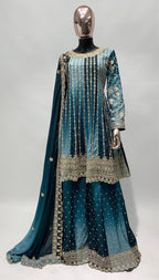 Teeya Creation Multi Colour Chinon Silk Heavy Embroidery Sequence Work Fully Stitched Salwar Suit