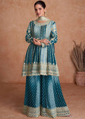 Teeya Creation Multi Colour Chinon Silk Heavy Embroidery Sequence Work Fully Stitched Salwar Suit