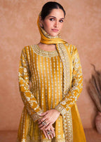 Teeya Creation Multi Colour Chinon Silk Heavy Embroidery Sequence Work Fully Stitched Salwar Suit