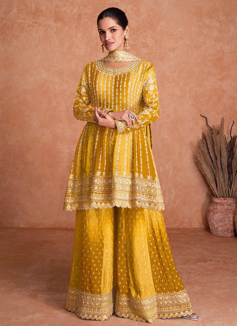 Teeya Creation Multi Colour Chinon Silk Heavy Embroidery Sequence Work Fully Stitched Salwar Suit