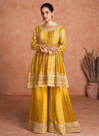 Teeya Creation Multi Colour Chinon Silk Heavy Embroidery Sequence Work Fully Stitched Salwar Suit