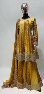 Teeya Creation Multi Colour Chinon Silk Heavy Embroidery Sequence Work Fully Stitched Salwar Suit