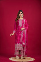 Teeya Creation Pink Colour Chinon Silk Heavy Embroidery Work Fully Stitched Salwar Suit - Distacart