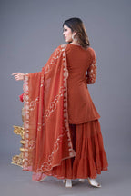 Teeya Creation Fenta Colour Faux Georgette Heavy Embroidery Work Fully Stitched Sharara - Distacart