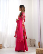 Teeya Creation Pink Color Roman Silk Kediya Style Fully Stitched Printed Kediya