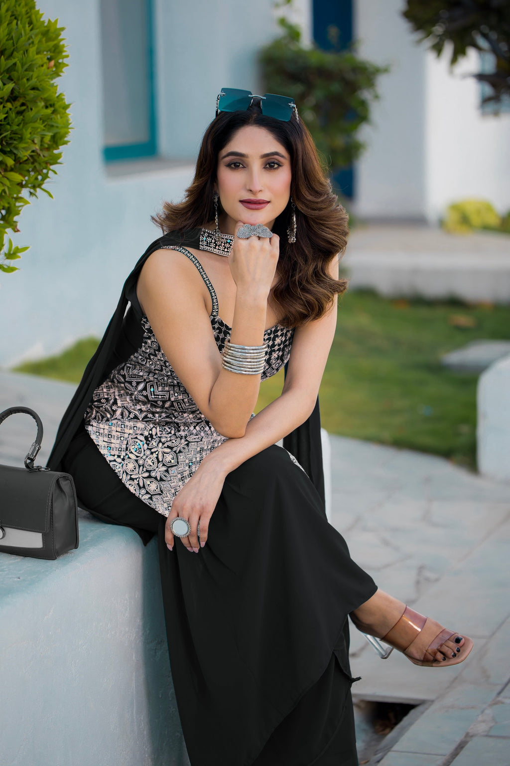 Teeya Creation Black Color Georgette Heavy Embroidery Work Pakistani Style Fully Stitched Salwar Suit