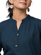 Kaajh Women's Blue Solid Metal Embellishment Kurta - Distacart