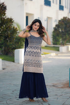 Teeya Creation Navy Blue Color Georgette Heavy Embroidery Work Pakistani Style Fully Stitched Salwar Suit