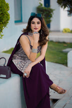 Teeya Creation Wine Color Georgette Heavy Embroidery Work Pakistani Style Fully Stitched Salwar Suit