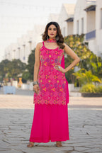 Teeya Creation Pink Color Chinon Silk Heavy Embroidery Work Pakistani Style Fully Stitched Salwar Suit