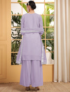 Teeya Creation Lavender Color Georgette Fabric Heavy Embroidery Work Fully Stitched Palazzo Set