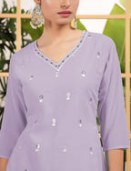 Teeya Creation Lavender Color Georgette Fabric Heavy Embroidery Work Fully Stitched Palazzo Set