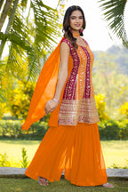 Teeya Creation Multi Color Georgette Heavy Embroidery Work Fully Stitched Palazzo Set