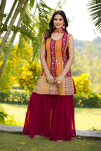 Teeya Creation Multi Color Georgette Heavy Embroidery Work Fully Stitched Palazzo Set