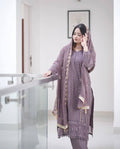 Teeya Creation Violet Color Faux Georgette Heavy Embroidery Work Fully Stitched Salwar Suit - Distacart