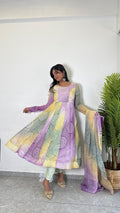 Teeya Creation Multi Color Soft Organza Silk Digital Printed Fully Stitched Gown