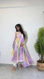 Teeya Creation Multi Color Soft Organza Silk Digital Printed Fully Stitched Gown