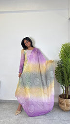 Teeya Creation Multi Color Soft Organza Silk Digital Printed Fully Stitched Gown