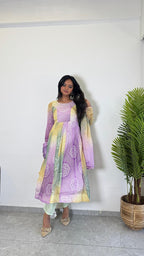 Teeya Creation Multi Color Soft Organza Silk Digital Printed Fully Stitched Gown