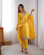 Teeya Creation Yellow Color Chinnon Silk Heavy Embroidery Work Fully Stitched Salwar Suit - Distacart