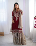 Teeya Creation Red Color Faux Georgette Embroidery Work Fully Stitched Salwar Suit - Distacart