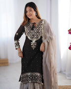 Teeya Creation Black Color Faux Georgette Embroidery Work Fully Stitched Salwar Suit - Distacart