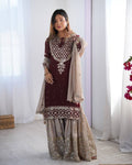 Teeya Creation Maroon Color Faux Georgette Embroidery Work Fully Stitched Salwar Suit - Distacart