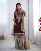 Teeya Creation Maroon Color Faux Georgette Embroidery Work Fully Stitched Salwar Suit - Distacart