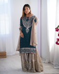 Teeya Creation Teal Color Faux Georgette Embroidery Work Fully Stitched Salwar Suit - Distacart