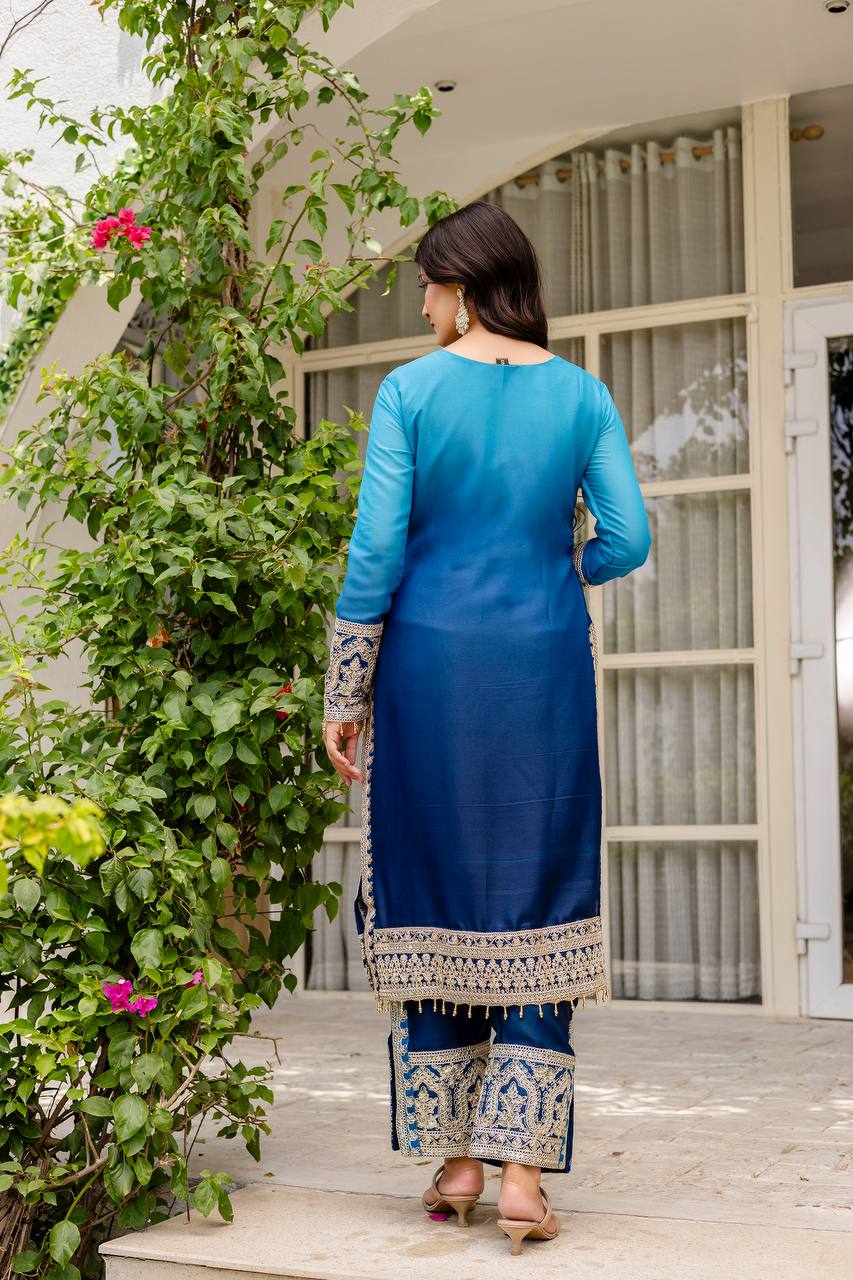 Teeya Creation Multi Color Star Georgette Embroidery Work Fully Stitched Salwar Suit - Distacart
