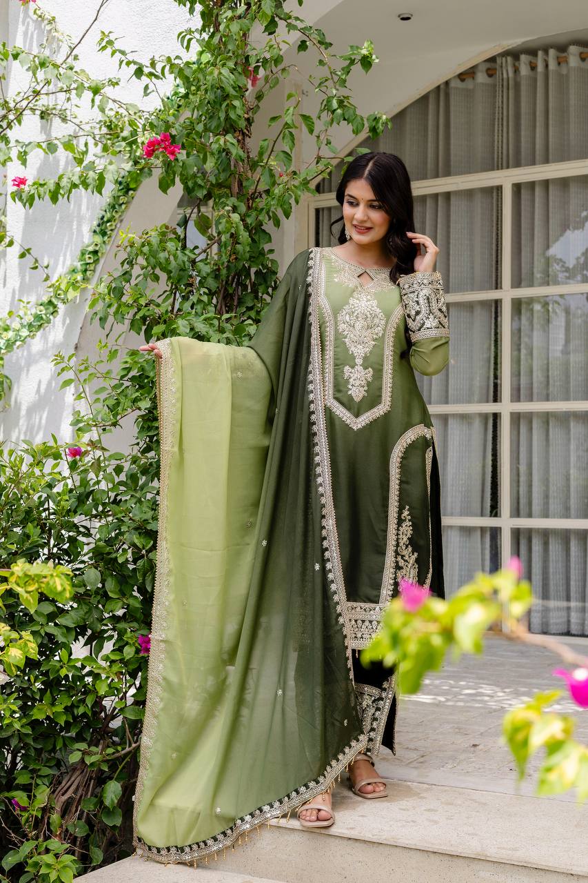 Teeya Creation Multi Color Star Georgette Embroidery Work Fully Stitched Salwar Suit - Distacart