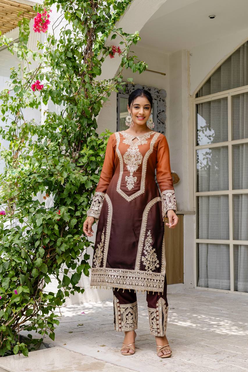 Teeya Creation Multi Color Star Georgette Embroidery Work Fully Stitched Salwar Suit - Distacart
