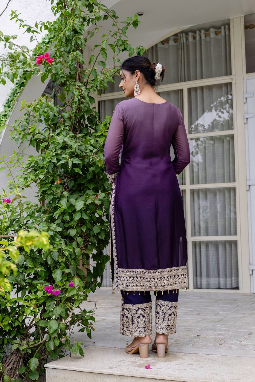 Teeya Creation Multi Color Star Georgette Embroidery Work Fully Stitched Salwar Suit - Distacart