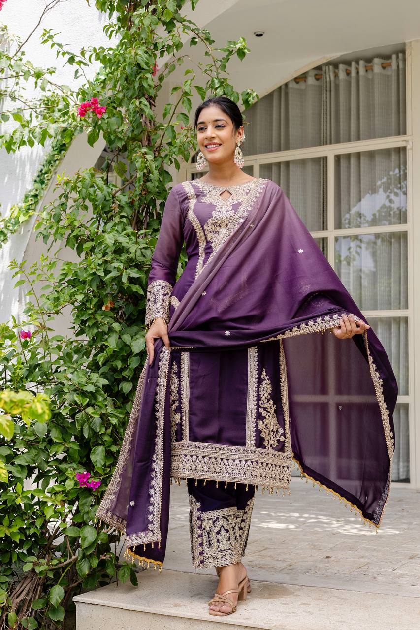 Teeya Creation Multi Color Star Georgette Embroidery Work Fully Stitched Salwar Suit - Distacart
