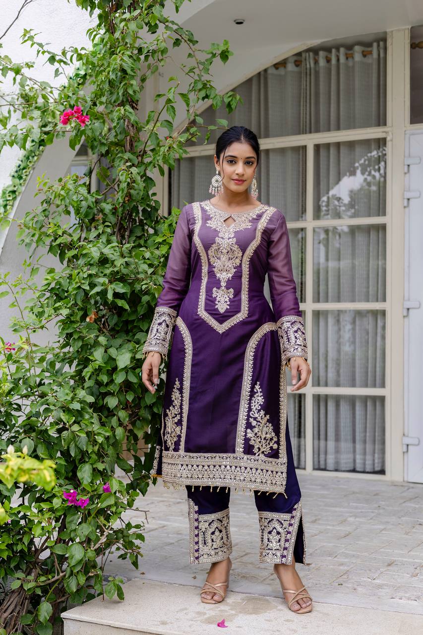 Teeya Creation Multi Color Star Georgette Embroidery Work Fully Stitched Salwar Suit - Distacart