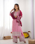 Teeya Creation Baby Pink Color Chinnon Silk Embroidery Work Fully Stitched Salwar Suit - Distacart