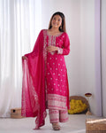 Teeya Creation Rani Color Chinnon Silk Embroidery Work Fully Stitched Salwar Suit - Distacart