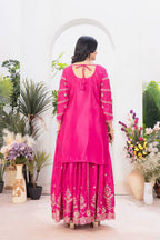 Teeya Creation Rani Color Chinnon Silk Embroidery Work Fully Stitched Salwar Suit