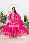 Teeya Creation Rani Color Chinnon Silk Embroidery Work Fully Stitched Salwar Suit