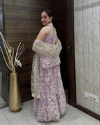 Teeya Creation Cream Colour Butterfly Net Embroidery Work Fully Stitched Pakistani Suit - Distacart