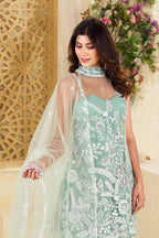 Teeya Creation Pista Colour Butterfly Net Embroidery Work Fully Stitched Pakistani Suit - Distacart