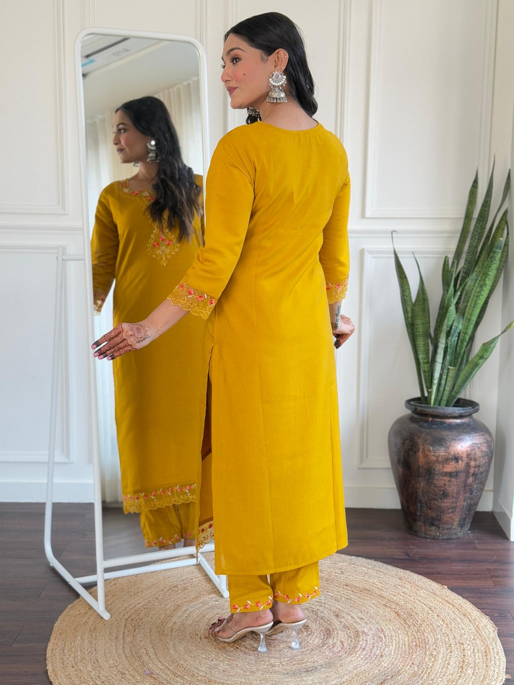 The52 Women's Roman Silk Embroidered Straight Kurta, Pant and Dupatta Set - Distacart