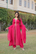 Teeya Creation Pink Color Faux Georgette Embroidery Work Fully Stitched Long Kurti - Distacart