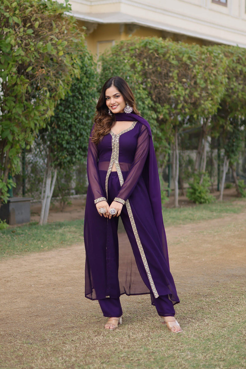 Teeya Creation Wine Color Faux Georgette Embroidery Work Fully Stitched Long Kurti - Distacart