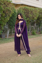 Teeya Creation Wine Color Faux Georgette Embroidery Work Fully Stitched Long Kurti - Distacart