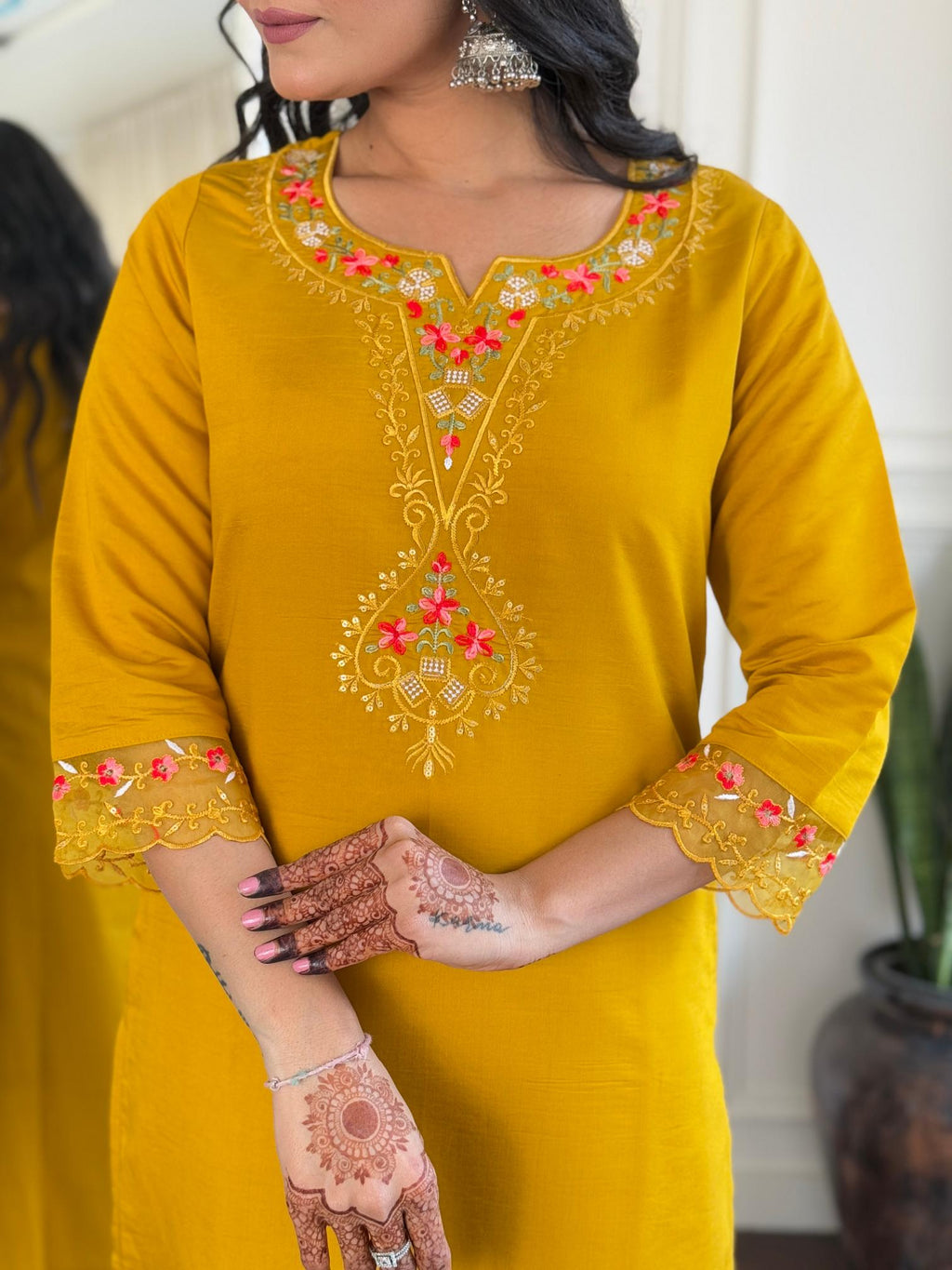The52 Women's Roman Silk Embroidered Straight Kurta, Pant and Dupatta Set - Distacart