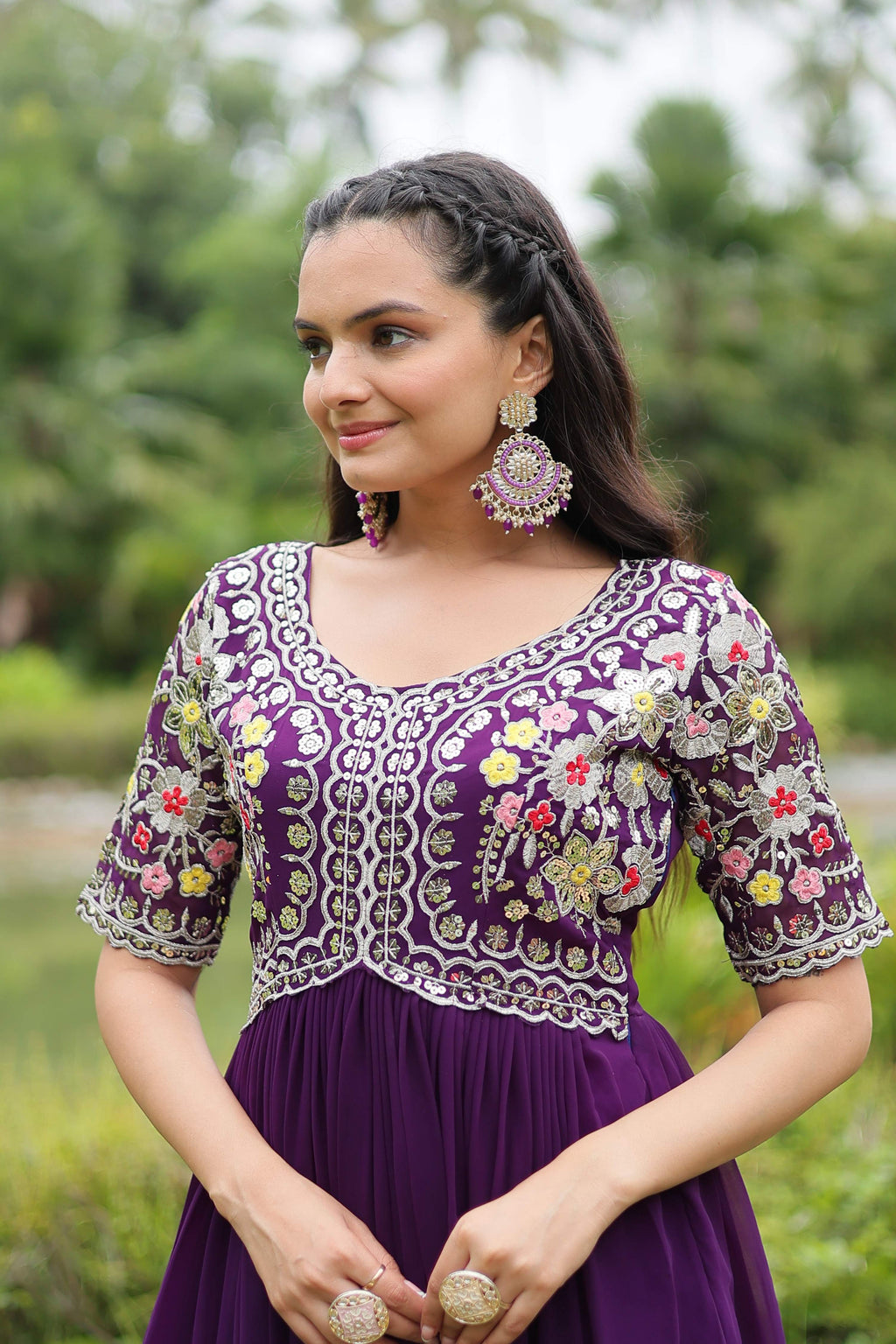 Teeya Creation Purple Color Faux Georgette Embroidery Work Fully Stitched Kurti - Distacart