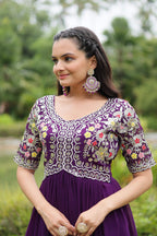 Teeya Creation Purple Color Faux Georgette Embroidery Work Fully Stitched Kurti - Distacart