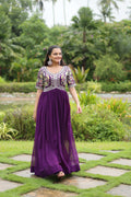 Teeya Creation Purple Color Faux Georgette Embroidery Work Fully Stitched Kurti - Distacart